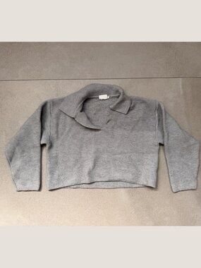 NIA Grey Ribbed Cropped Turtleneck Sweater Size S